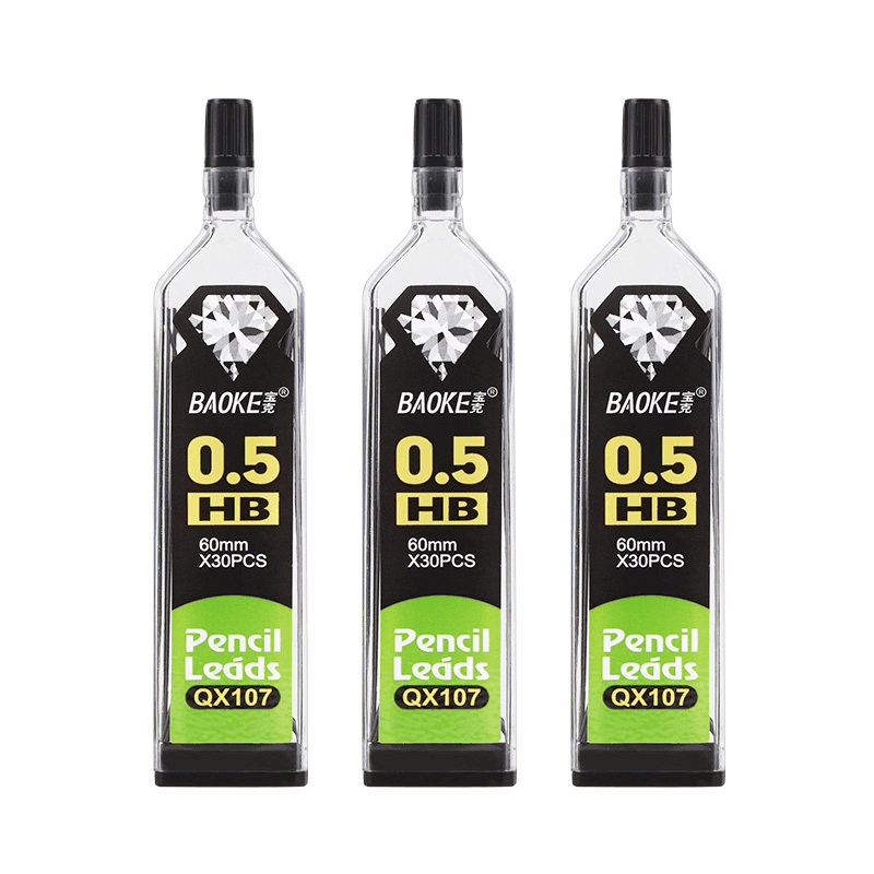 Стрижні до механічних олівців НВ 0.5 мм, 60 мм х 30 шт в тубі Baoke (QX107)